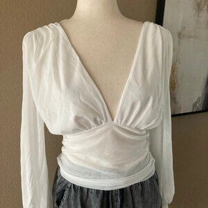 Mesh plunging neckline top